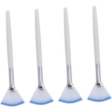 Ensemble de 4 pinceaux blancs à poils doux pour masque facial, outils de beauté en forme d'éventail pour une application uniforme du masque