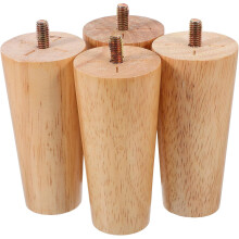 4 stuks houten meubelpoten, massief hout met M8-schroeven, modern en strak design, kaki kleur, robuust.