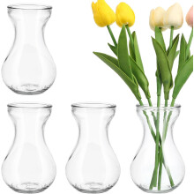 4er-Set Hydrokultur-Blumenvasen aus Glas für Grünpflanzen, kleine Tischtöpfe