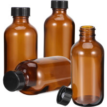 Flacons ronds en verre ambré de 120 ml avec bouchons en bakélite (lot de 4) pour huiles essentielles et flacons de voyage
