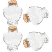 Lot de 4 bouteilles à vœux en verre en forme de cœur, 160 ml