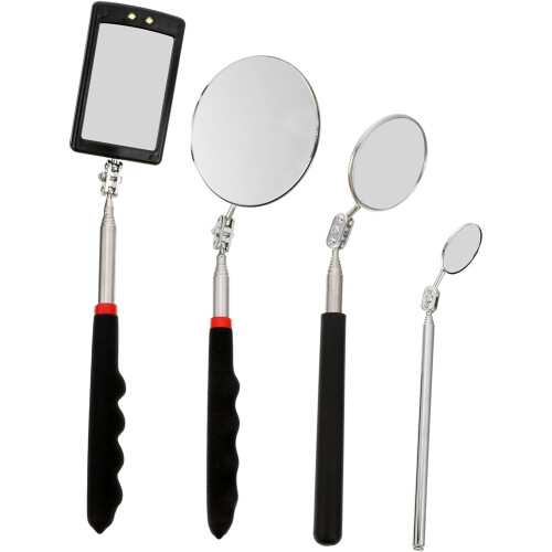 4pcs Telescoping Inspection Mirror LED Light Flexible Mirror