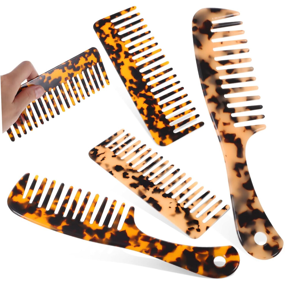 Hkhbjs 4Pcs Acetic Acid Hair Comb Set Unique Leopard Print Design Flexible And Strong Reduces Static Electricity Suitable