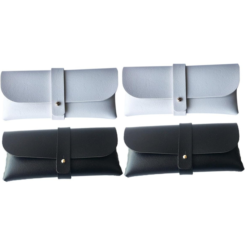 Hkhbjs 4Pcs Pu Leather Glasses Case With Snap Buckle, Sunglasses Protector Box Wallet Style Eyewear Case