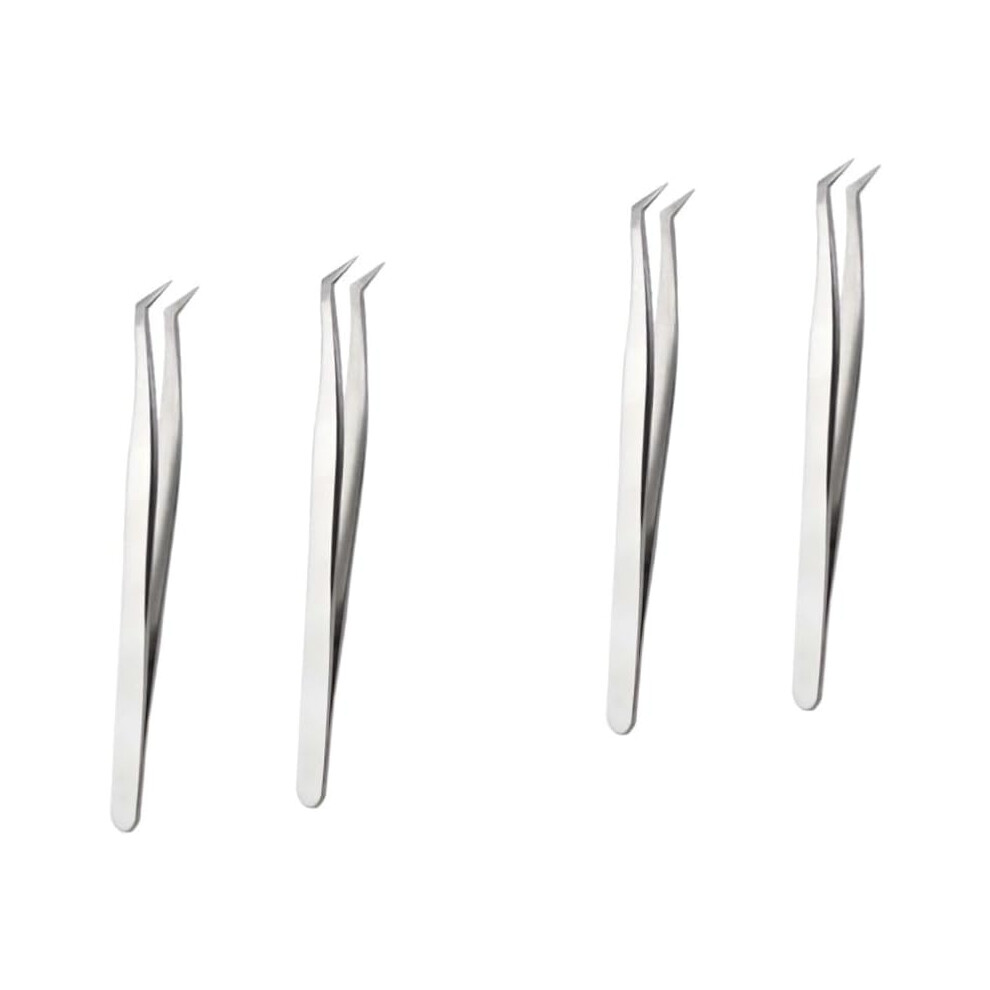Hkhbjs 4Pcs Grafting Eyelashes Tweezer For Eyelash Extensions High Precision Makeup Tools For Applying Fake At Home Salon