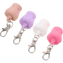 4 Stück auslaufsichere Silikon-Ersatzkappen für Lipgloss mit Clip-Schlüsselanhänger, tragbare multifunktionale Lippenbalsam-Tubenabdeckungen