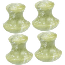 Ensemble de 4 outils Guasha en jade pour massage facial par raclage, grattoir portable en jade en forme de champignon