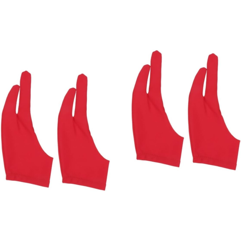 Hkhbjs Red 4Pcs Artist Two Finger Painting Glove For Drawing And Sketching Curved Design Glove