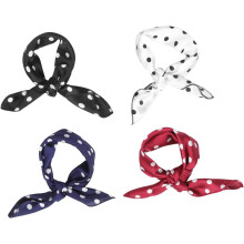 4 Vintage-Haar- und Kopftücher aus Satin mit Polka-Dots für Damen