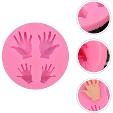 2 szt. DIY Formy do pieczenia w kształcie dłoni Silikonowe formy Kreatywny fondant Łatwe do czyszczenia i wyjmowania z formy Różowe
