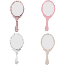 4er-Set Vintage-Handspiegel, Kosmetikspiegel in Rosa, Beige, Silber und Bronze, tragbar und kompakt für Reisen und den täglichen Gebrauch