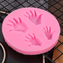Lot de 2 moules à pâtisserie DIY en silicone en forme de paume, pour fondant créatif, faciles à nettoyer et à démouler, rose