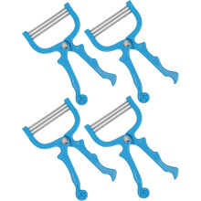 Herramienta manual de depilación facial de 4 piezas con depiladora de resorte de acero inoxidable.