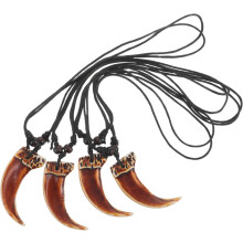 Collier pendentif fausse dent (lot de 4), style punk, cordon ciré ajustable, pour femmes et hommes, à porter au quotidien.