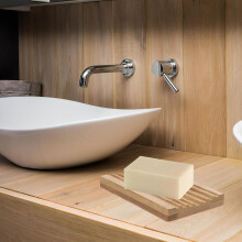 2er-Set Seifenablagen aus Bambus für die Dusche, schlichtes Design, klare Linien, leicht und kompakt