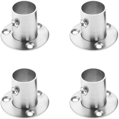 Support de tringle à penderie à bride, 4 pièces, acier inoxydable