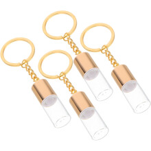 Mini-Glasfläschchen-Schlüsselanhänger-Set, 4-teilig – Leere Parfümfläschchen mit Schraubverschluss