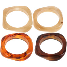 4er-Set breite, unregelmäßige Armreifen im Vintage-Stil für Damen, transparentes Acryl, geometrisches Design
