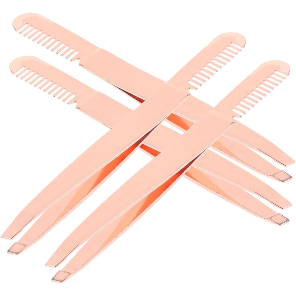 Hkhbjs 4Pcs Eyebrow Tweezers Stainless Steel Eyelash Extension Tweezer