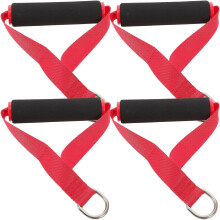 4 impugnature rosse per esercizi con elastici di resistenza, comode impugnature per il fitness.