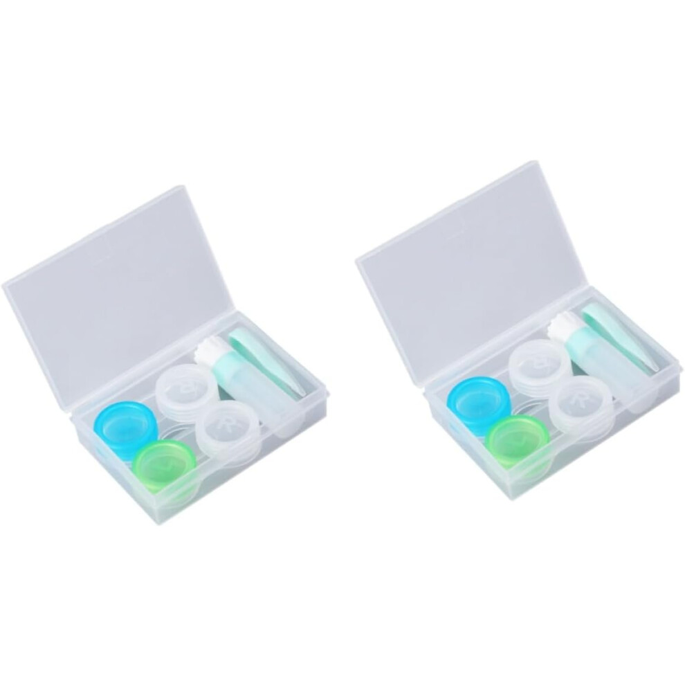 Hkhbjs 4Pcs Lens Case Storage Jar Lens Double Boxes Beautiful Double Boxes For Contact Lenses Organization