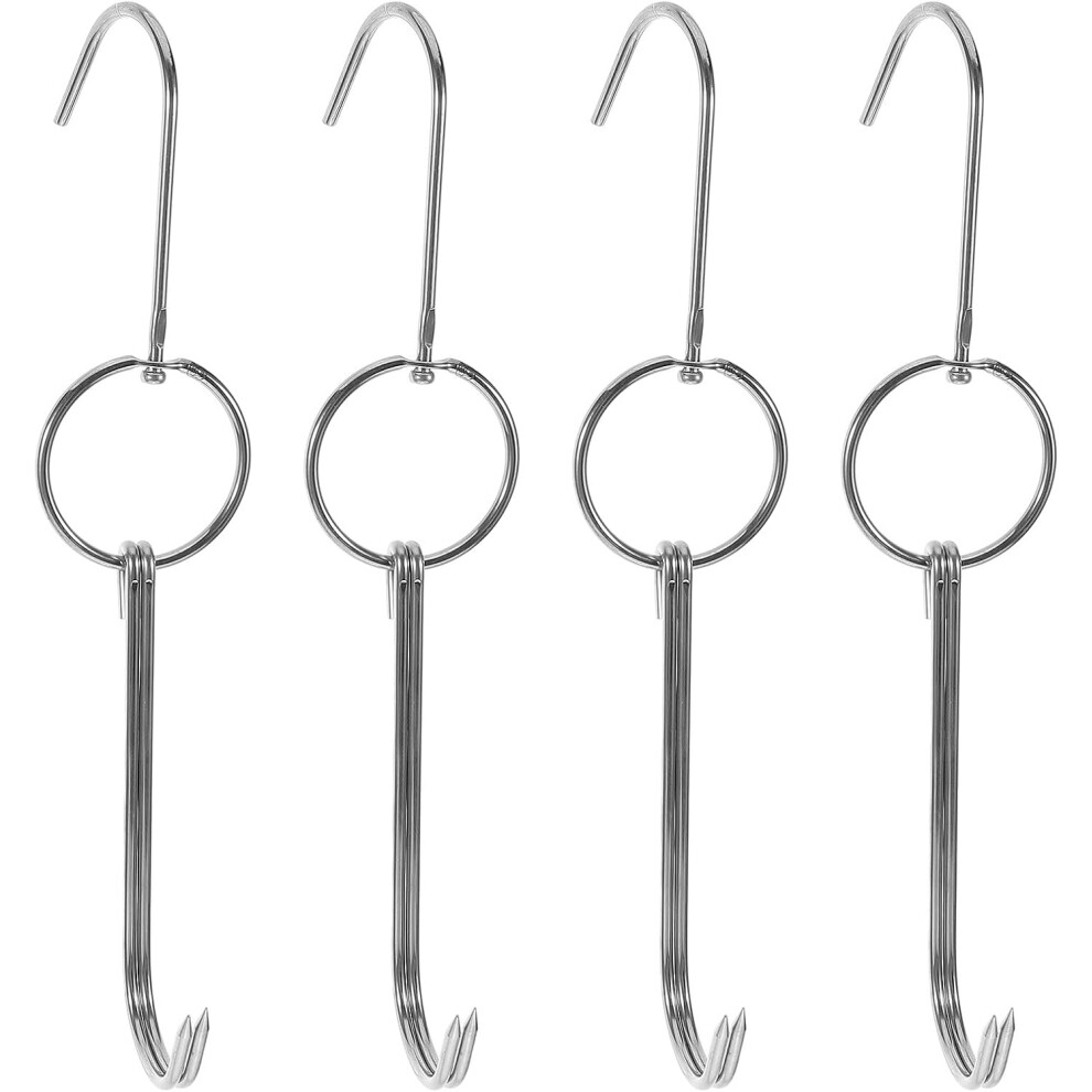 4Pcs Stainless Steel Double Hook Bbq Grill Meat Hooks For Barbecues And Camping 5455468322365