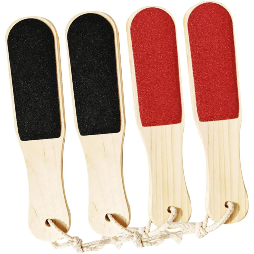 Hkhbjs 4Pcs Double-Sided Wood Foot Files Callus Remover Pedicure Fil