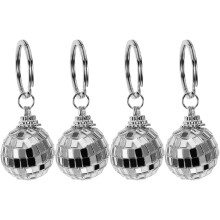 4er-Pack Discokugel-Anhänger, Schlüsselanhänger, dekorativer Hängeanhänger, Ornament, Kunststoff-Zinklegierung, auffällige Kugel