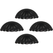 4 Stück Vintage-Schubladengriffe in Muschelform für Schränke, schwarzes Legierungsmaterial