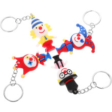 4er-Set Schlüsselanhänger mit Clown-Motiv aus weichem PVC und Metallringen, niedliche Cartoon-Clown-Puppen-Schlüsselanhänger für Rucksäcke