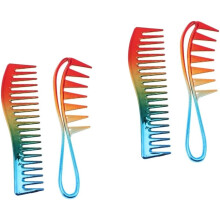 4-delige regenboogkleurige brede haarkam, ontwarrende kam voor lang krullend haar en stylingtool