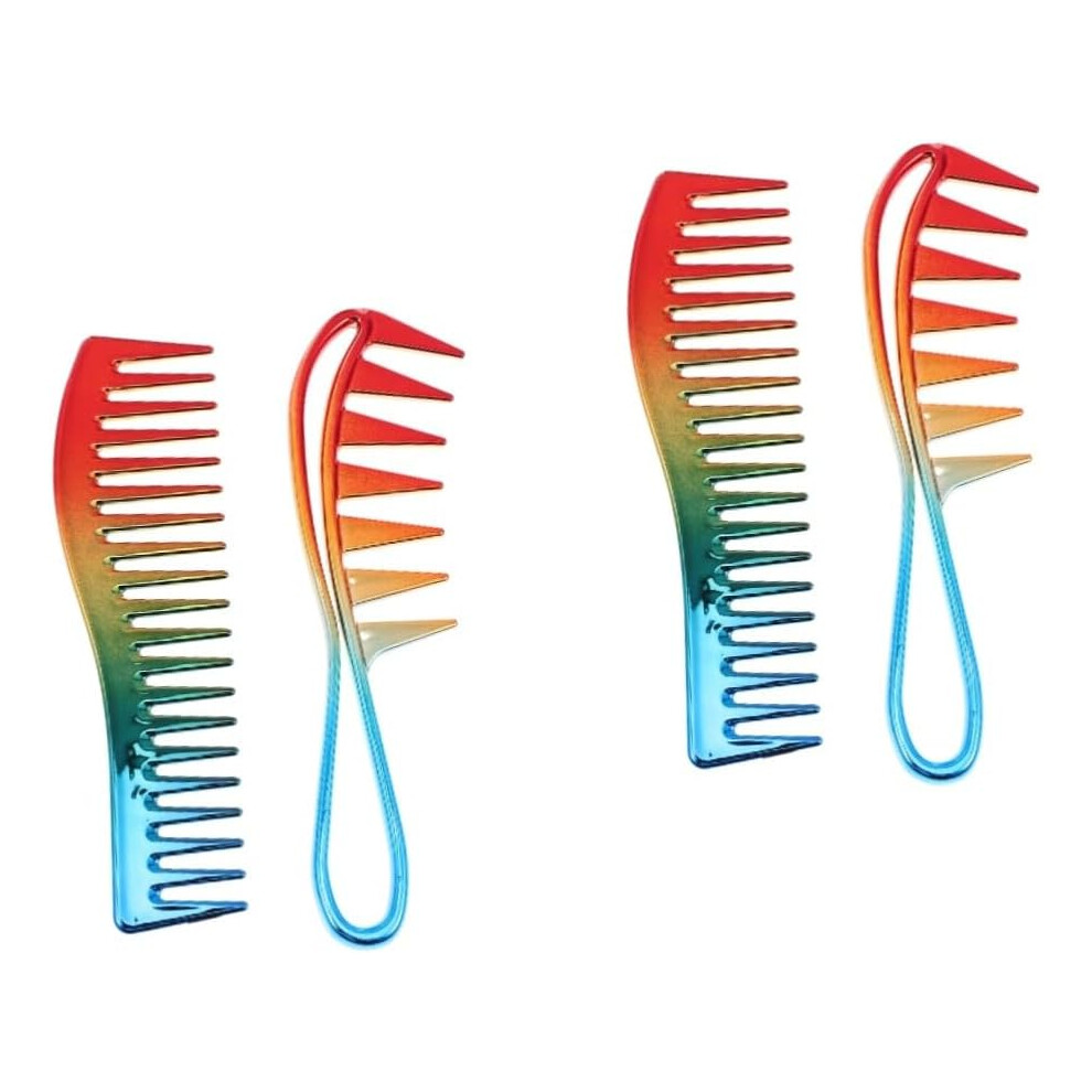 Hkhbjs 4Pcs Rainbow Wide Comb Hair Detangling Comb For Long Curly Hair Styling Tool