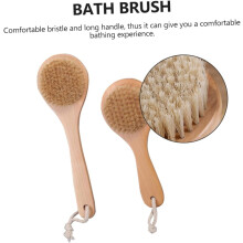 2 Stück Duschbürsten mit langem Griff, 25 x 8 cm, Rückenbürste mit runden Wildschweinborsten, Peeling- und Massagebürste für Bad und Badewanne