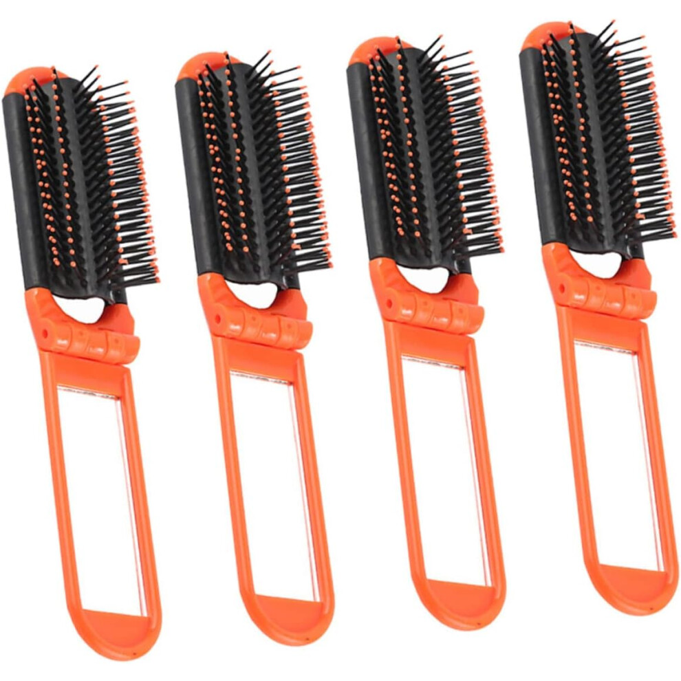 Hkhbjs 4Pcs Folding Hair Brush Set Portable Styling Comb For Women Men Travel Comb Mirror Hairdressing Salon Tool