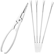 Krabbenbesteck aus Edelstahl zum Essen von Meeresfrüchten, silberne Meeresfrüchteknacker, Krabbenschalenknacker zum Öffnen von Meeresfrüchten