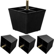 4pcs Square Plastic and Metal Sofa Legs Replacement Furniture Feet for Sofas and Cabinets