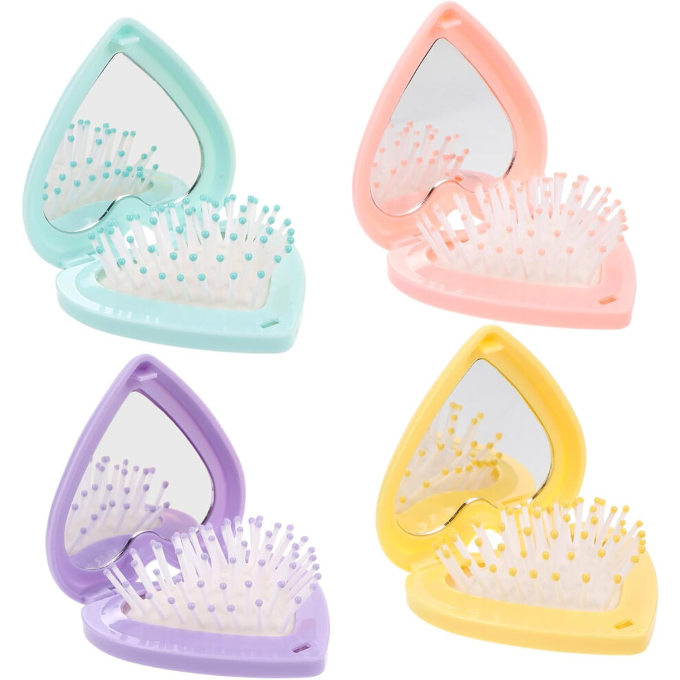 Hkhbjs 4Pcs Massage Comb Folding Portable Mirror Comb For Hair Scalp Grooming Travel Cute