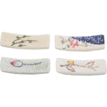 Ensemble de 4 supports à baguettes et repose-cuillères en céramique rétro, style japonais