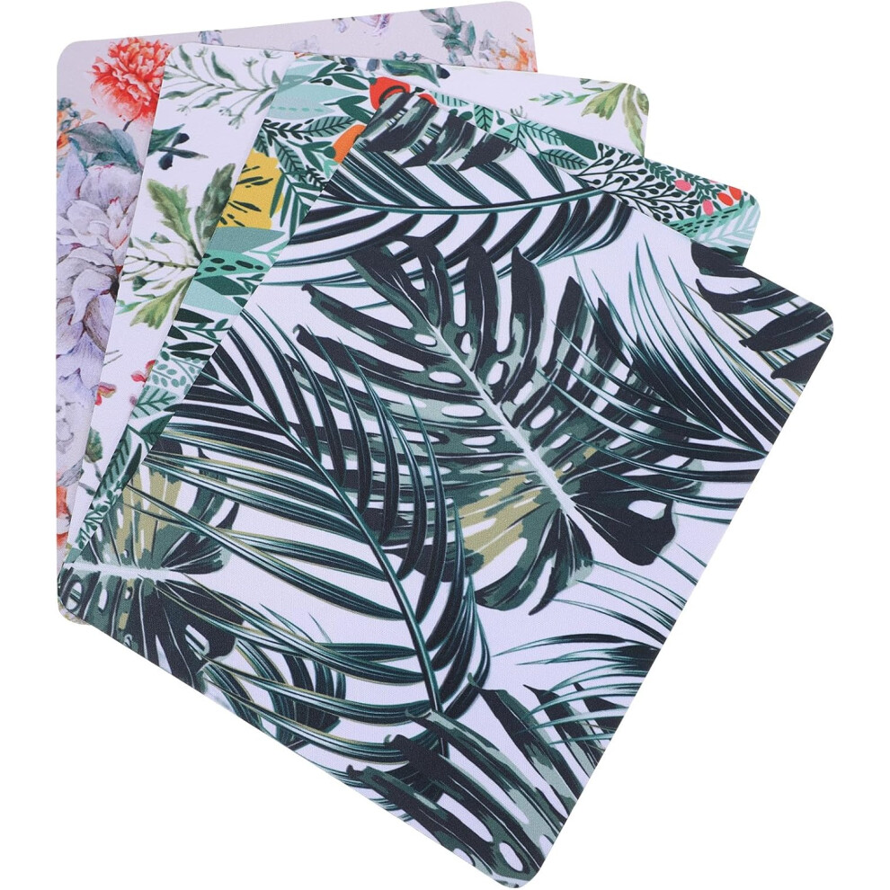 4Pcs Floral Rubber Mouse Pads Set, Non-Skid Desk Mousepad For Laptop And Computer 5455468952364