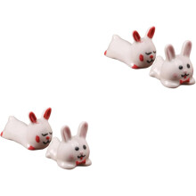 Lot de 4 repose-baguettes en céramique en forme de lapin, porte-cuillère et repose-fourchette
