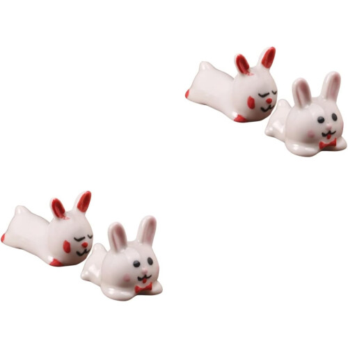 4pcs Bunny Shape Ceramic Chopstick Rest Stand Spoon Holder Fork Rest Holder