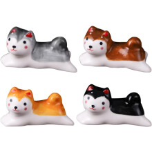 Ensemble de 4 porte-baguettes en céramique à l'effigie de Shiba Inu, avec motif de chien de dessin animé.