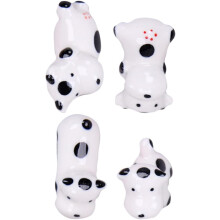 Lot de 4 supports à baguettes en céramique en forme de vache, pour cuillères et fourchettes, blanc, facile à nettoyer.