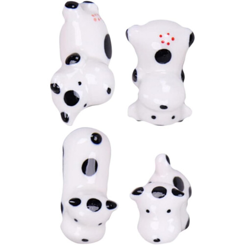 4pcs Ceramic Chopsticks Holder Cow Shape for Spoons and Forks, White Tableware Rest Easy to Clean Feature