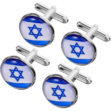 Israel Flag Cufflinks 4pcs Men’s Shirt Buttons Clothing Accessories French Cuff Sleeve Suit Studs for Business Wedding Ceremony