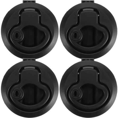 Boat Latches Marine Flush Pull Hatch Locks 4Pcs Black Round Handle Rv Deck Access Hatch Locking Hardware