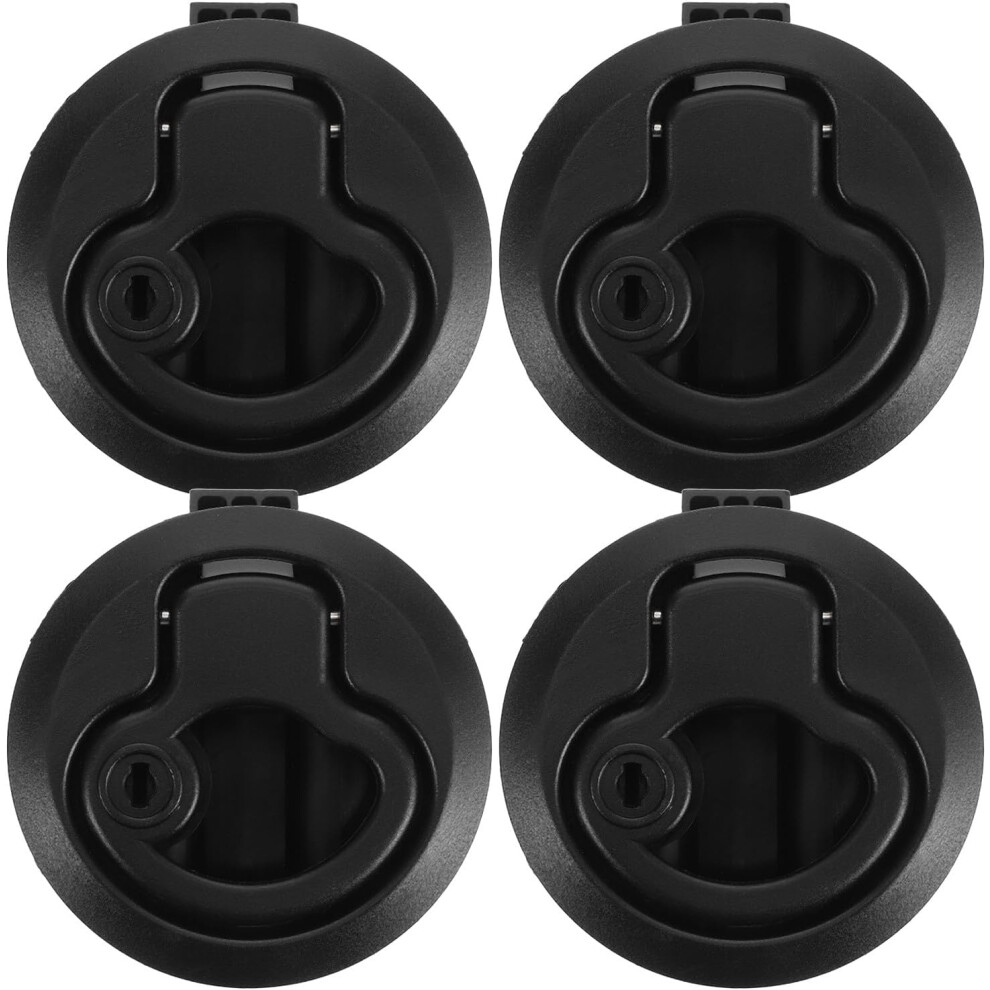 Boat Latches Marine Flush Pull Hatch Locks 4Pcs Black Round Handle Rv Deck Access Hatch Locking Hardware 5455468328992