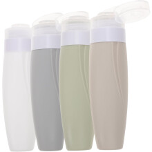 4 Silikon-Reiseflaschen, auslaufsichere Quetschflaschen für Toilettenartikel und Shampoo-Spender
