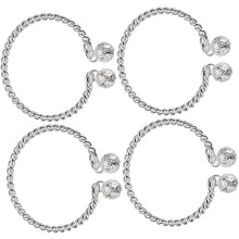 4-teiliges Vintage-Armreif-Set mit Glockenmotiv für Damen, silberfarbener Armreif mit Öffnung