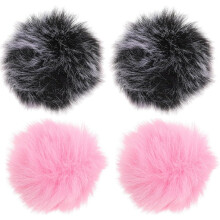 Lot de 4 bonnettes anti-vent pour microphone, en fourrure artificielle, résistantes aux éclaboussures et protégeant le microphone.